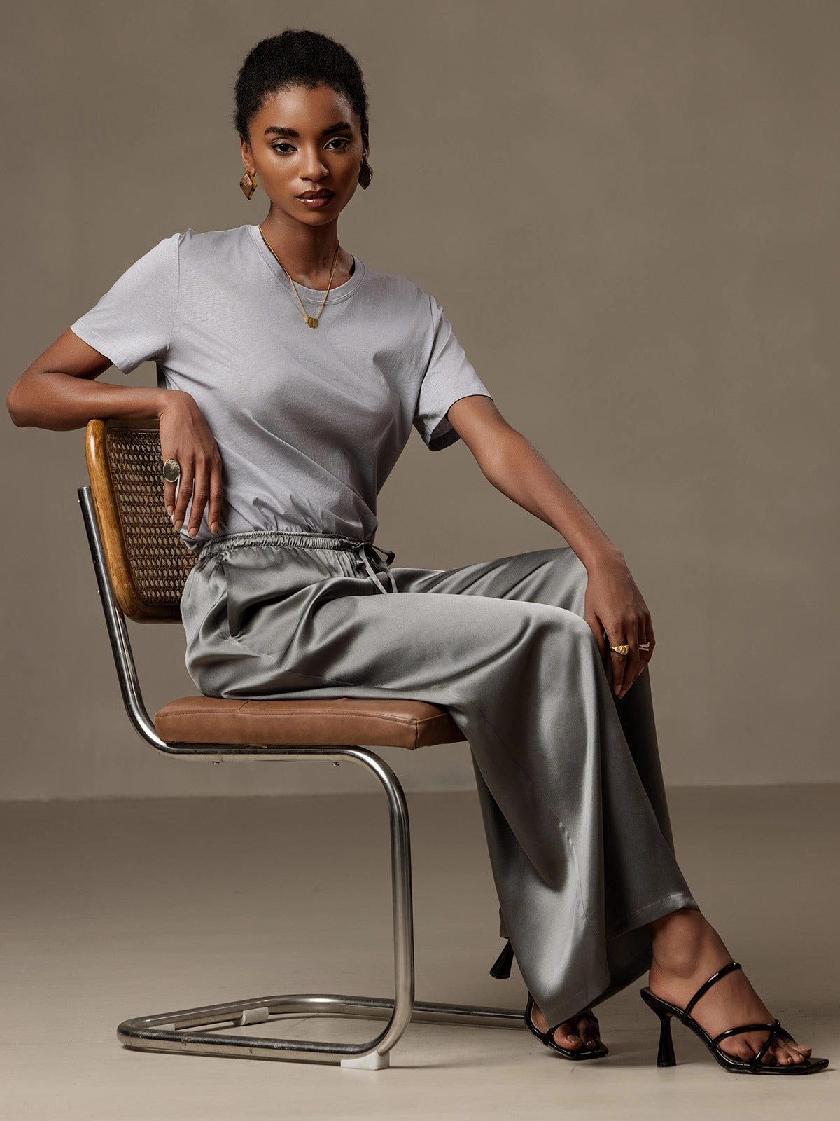 Pure Silk Relaxed Elastic-Waist Pants