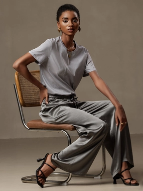 Pure Silk Relaxed Elastic-Waist Pants