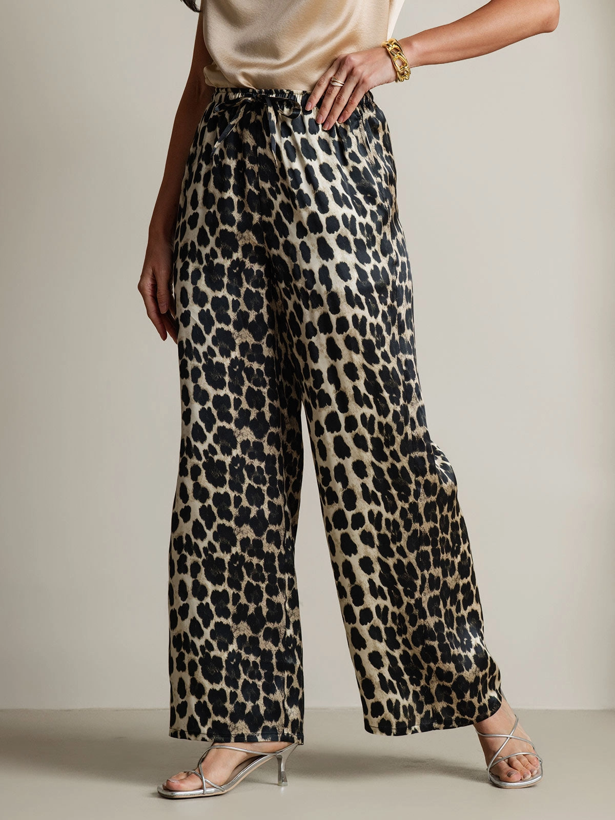 Pure Silk Relaxed Elastic-Waist Pants