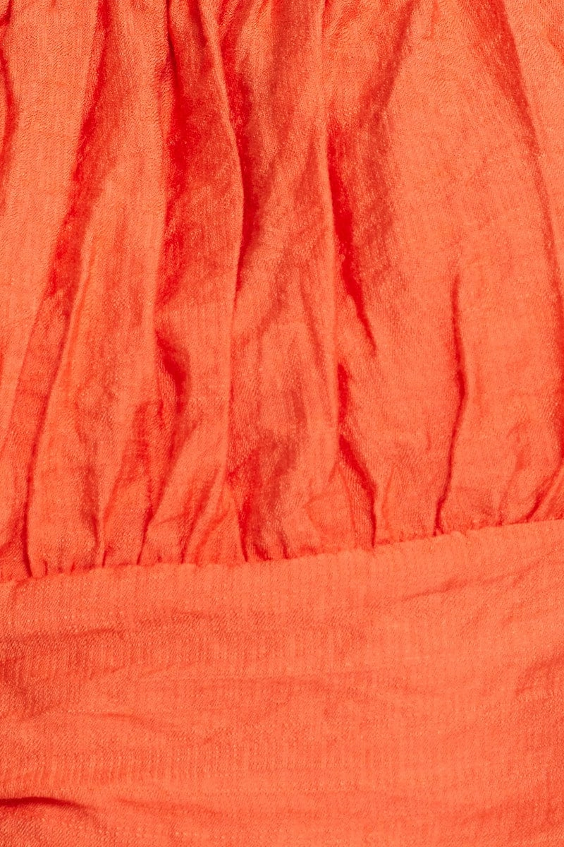 Red Crop Top Short Sleeve Tie Up