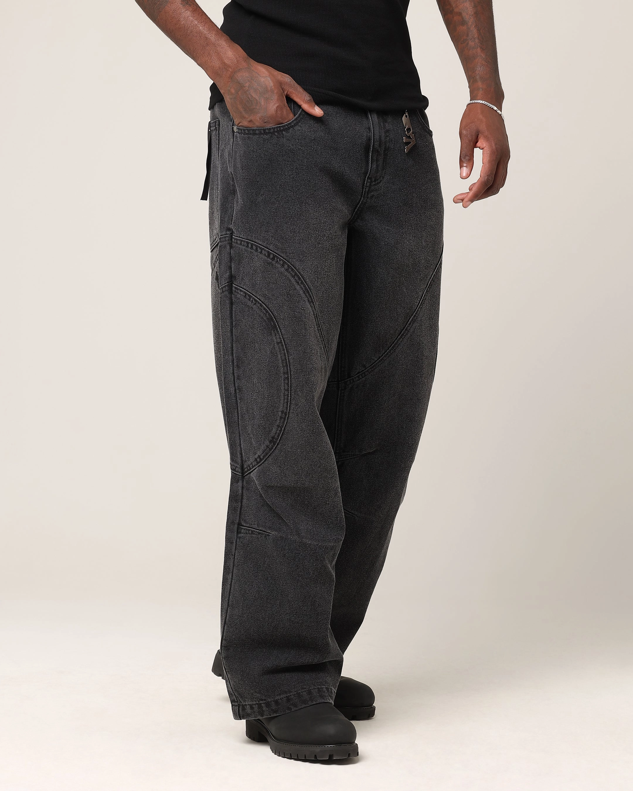 Saint Morta Onyx Panelled Amplus Jeans Black Wash