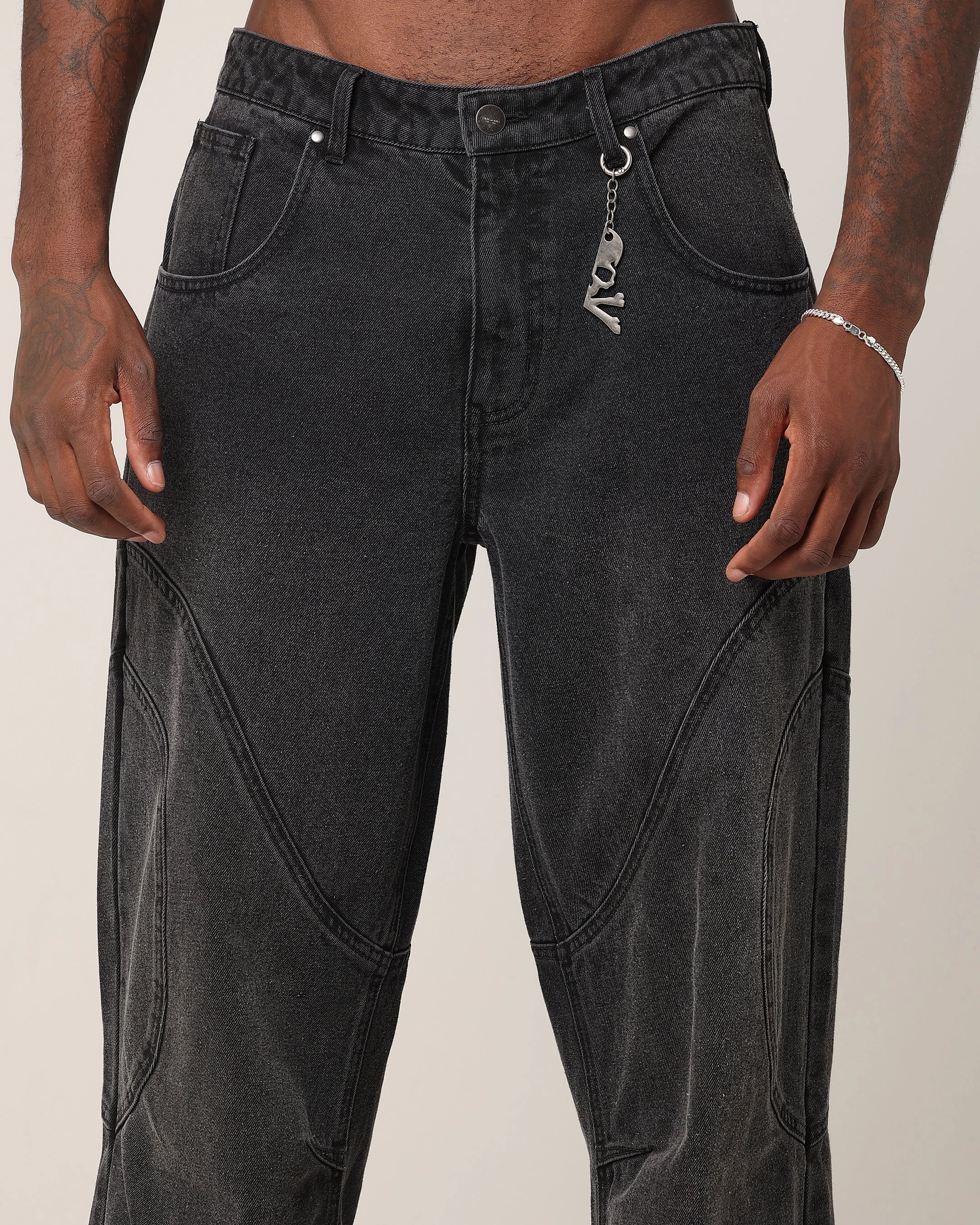 Saint Morta Onyx Panelled Amplus Jeans Black Wash