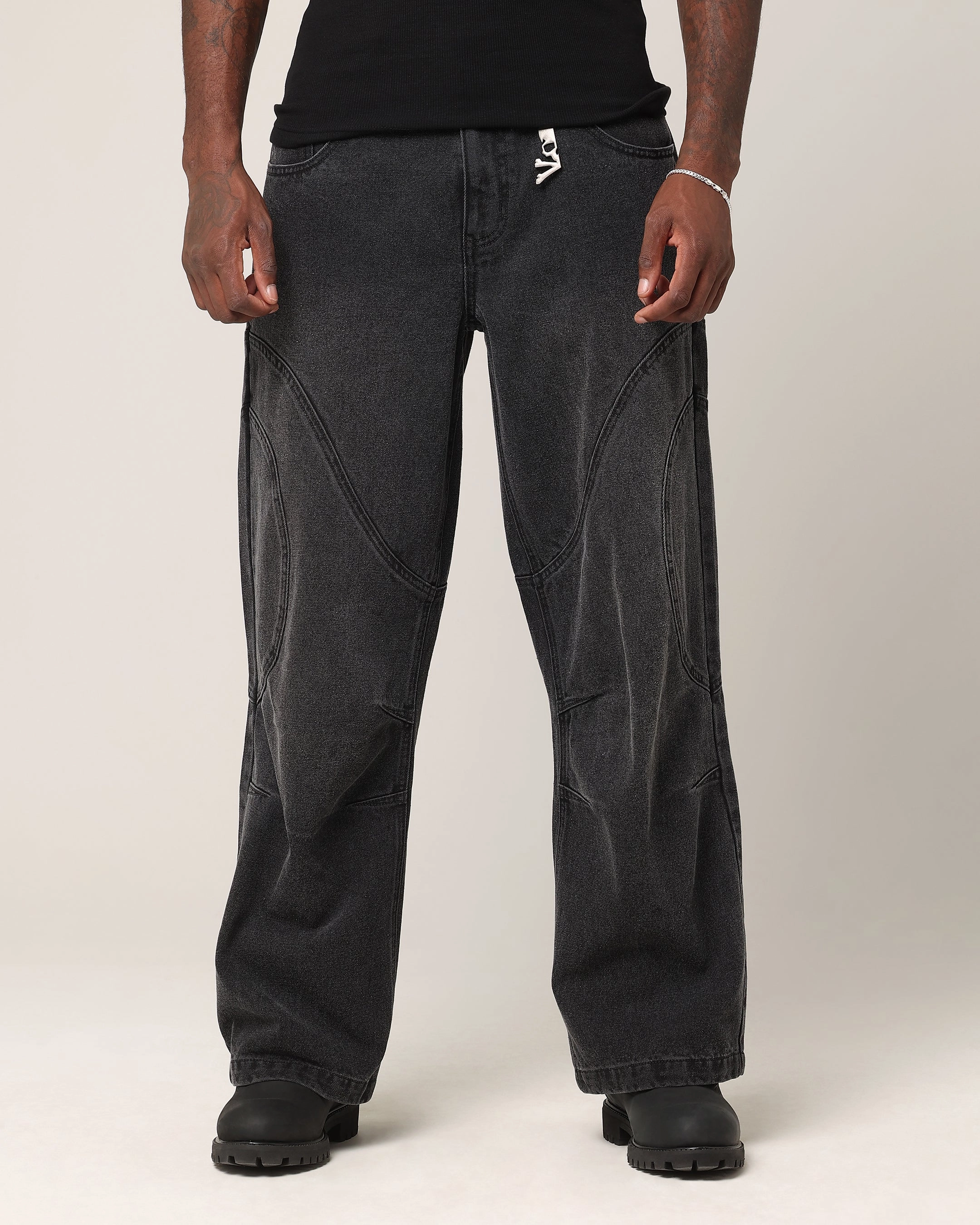 Saint Morta Onyx Panelled Amplus Jeans Black Wash
