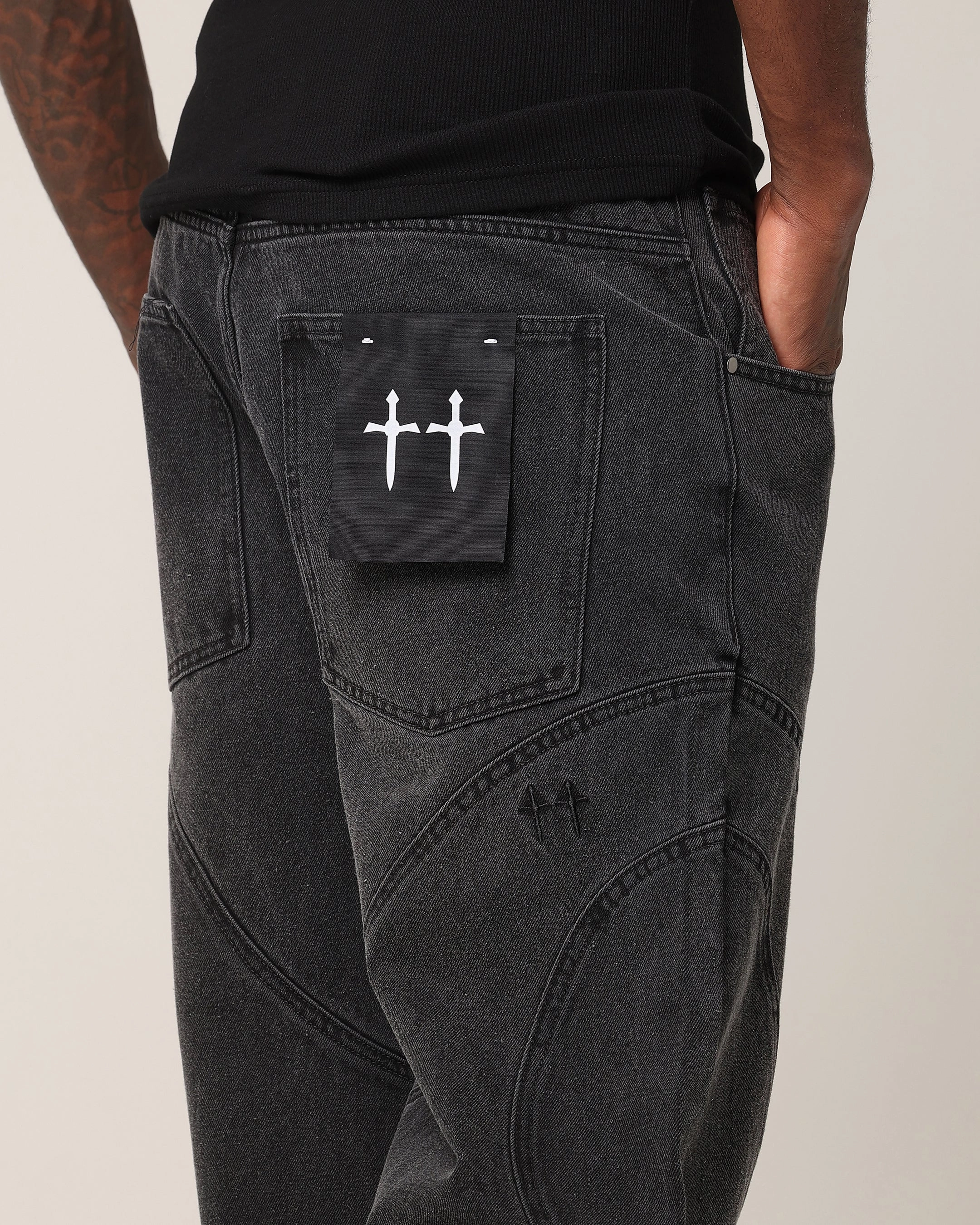 Saint Morta Onyx Panelled Amplus Jeans Black Wash