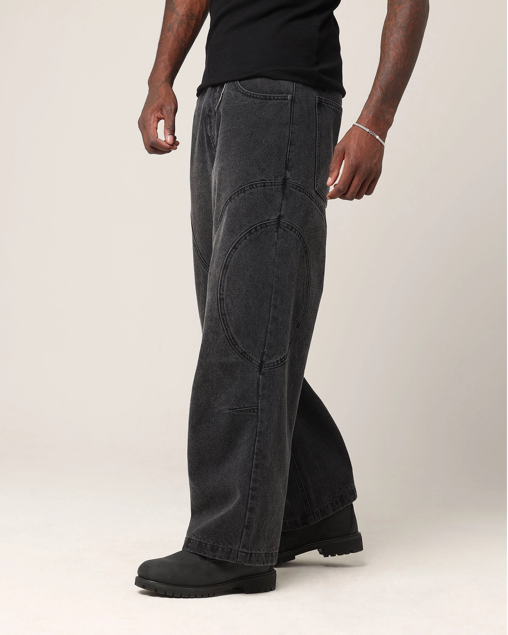 Saint Morta Onyx Panelled Amplus Jeans Black Wash
