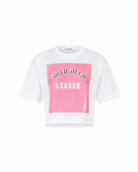 Sequinned Logo Cropped T-Shirt