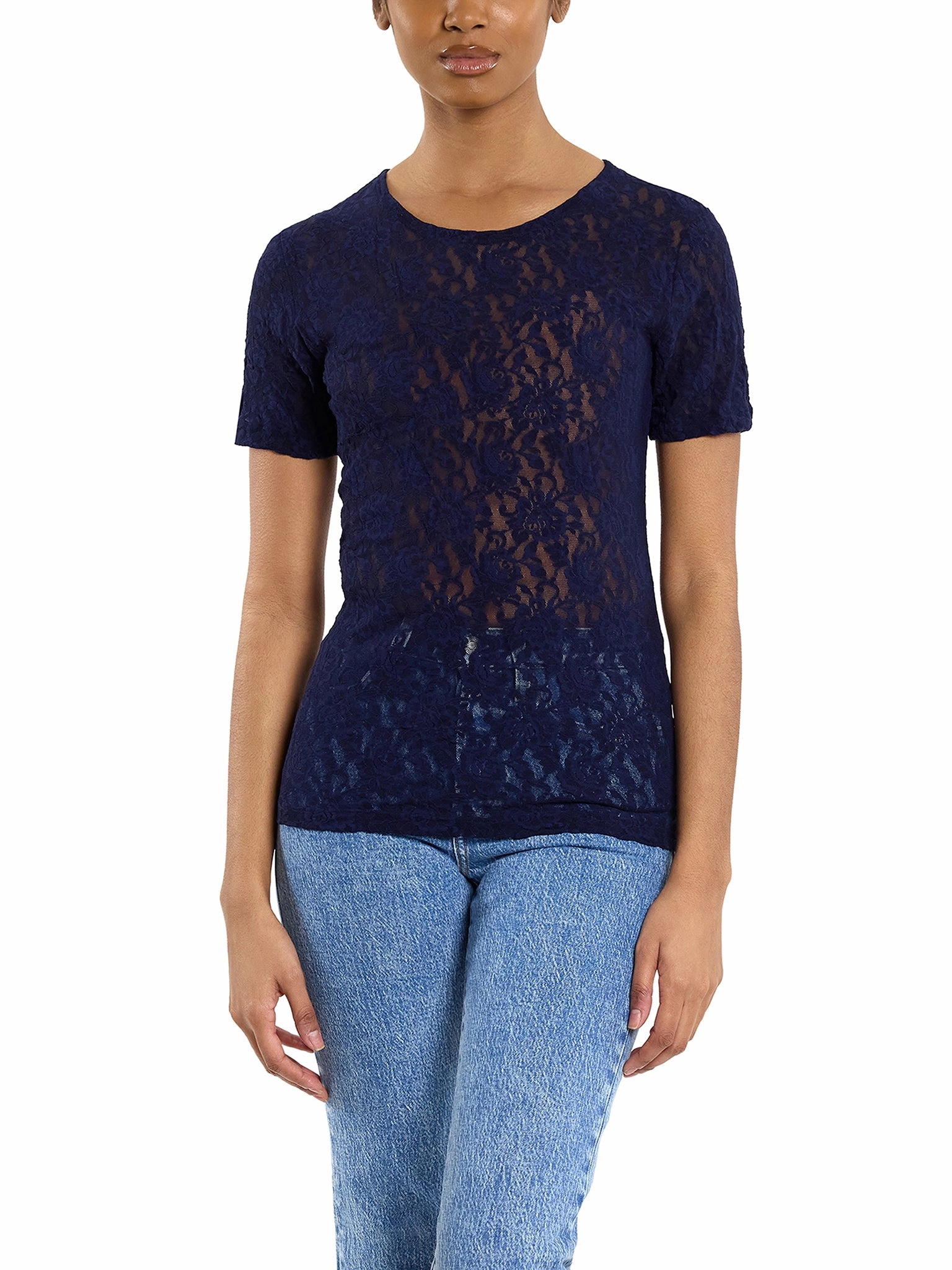 Signature Lace® Short Sleeve Top Navy