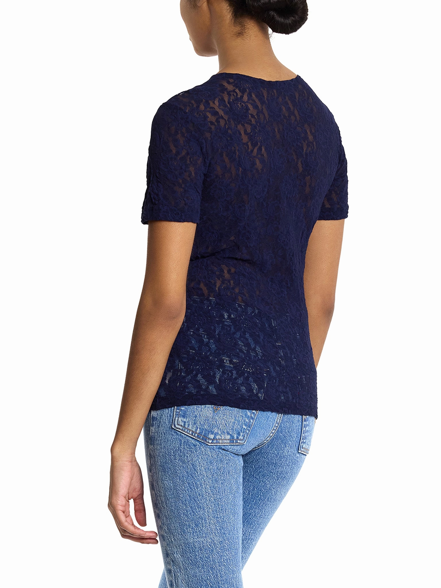Signature Lace® Short Sleeve Top Navy