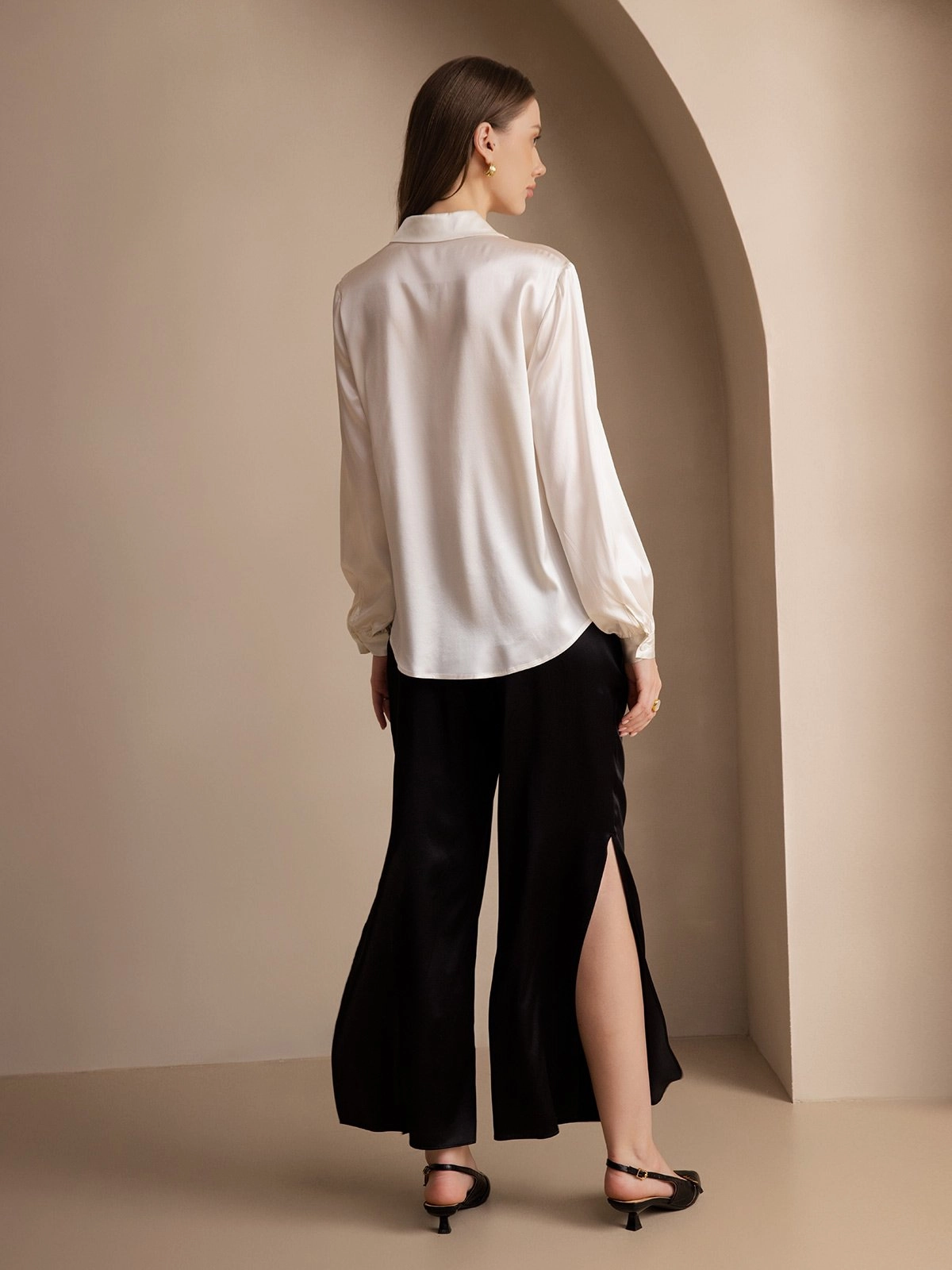 Silk Fashionable Sexy Side Slit Pants