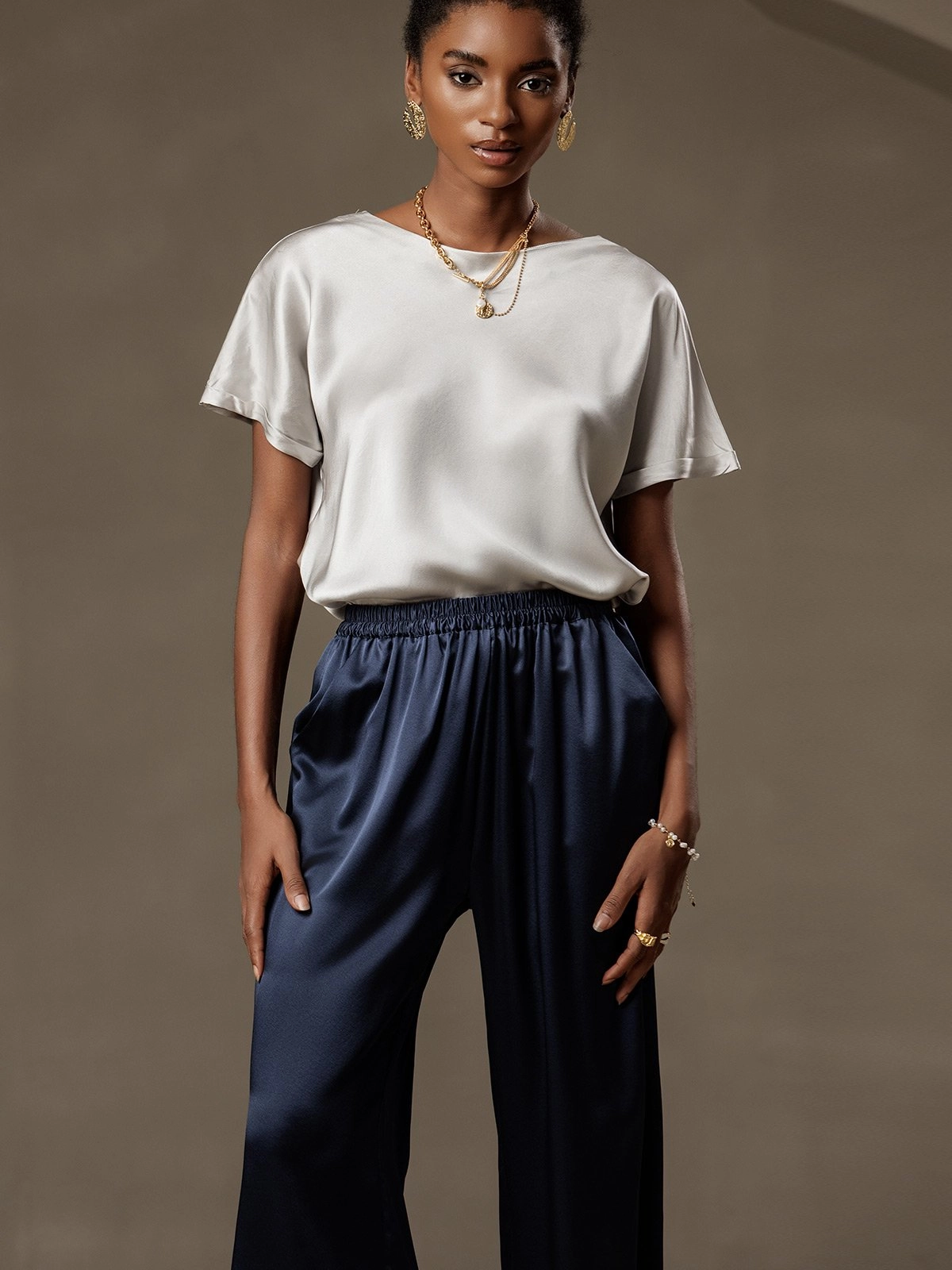 Silk Fashionable Sexy Side Slit Pants