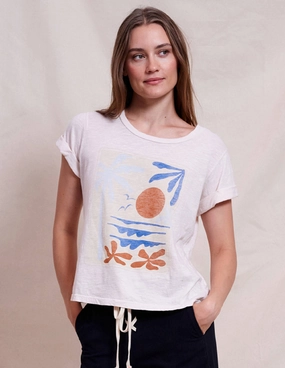 Sundry Beach Rolled Sleeve Tee in Oyster