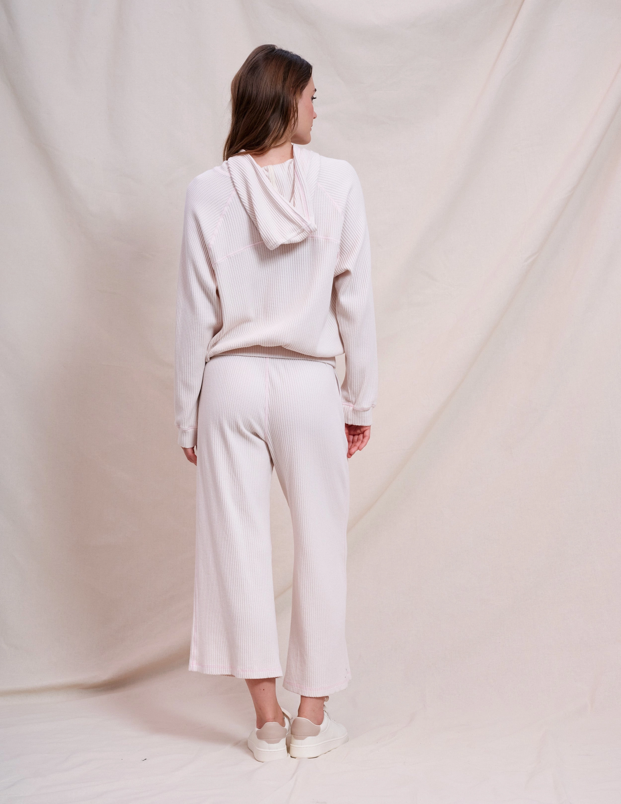 Sundry Contrast Stitch Hoodie in Oyster