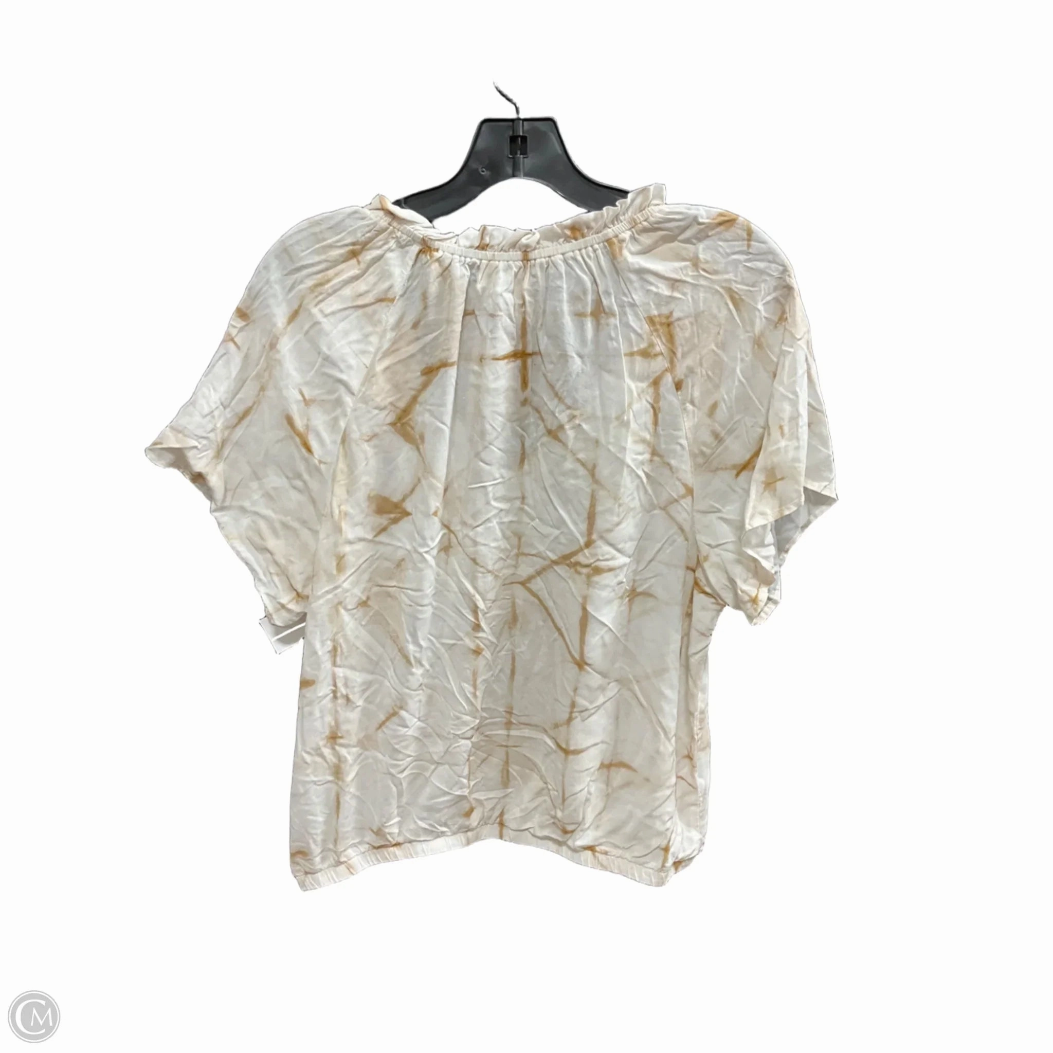 Top Short Sleeve Basic By Cloth & Stone In Tan & White, Size: L