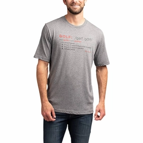 TravisMathew Spaulding Golf T-Shirt Heather Gray Pinstripe - SS19 Men