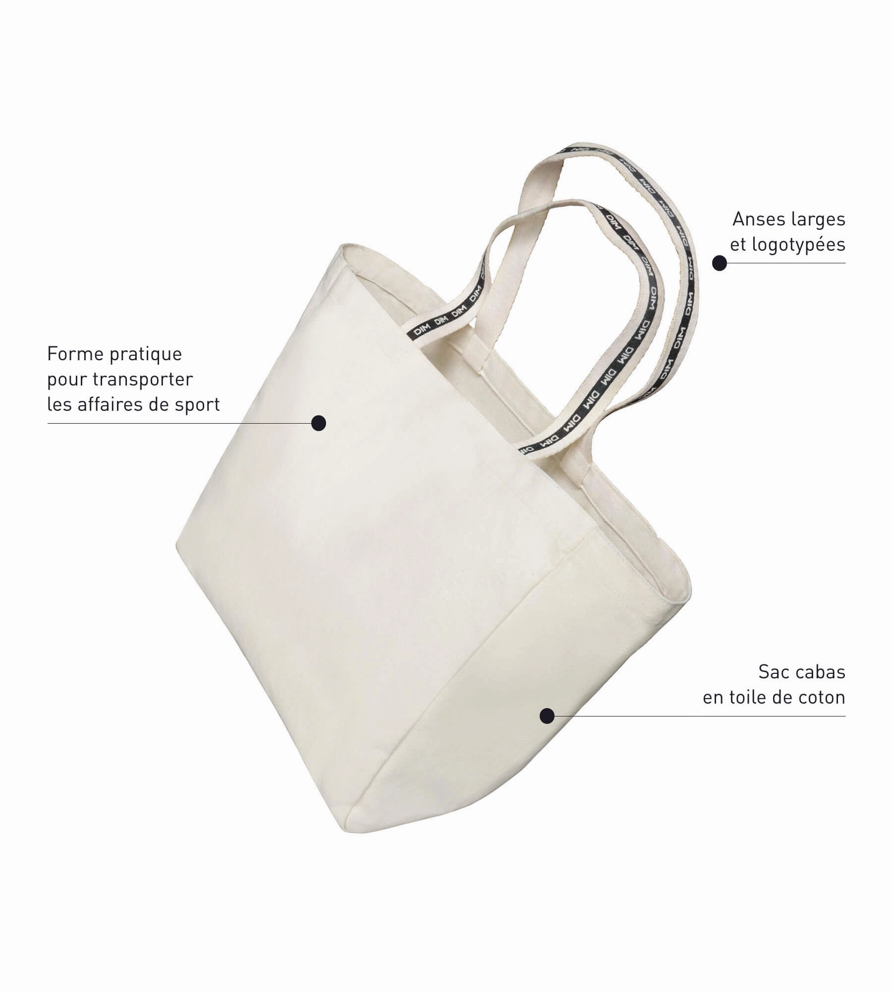Unisex sports tote bag with Dim logo in beige cotton Dim Move