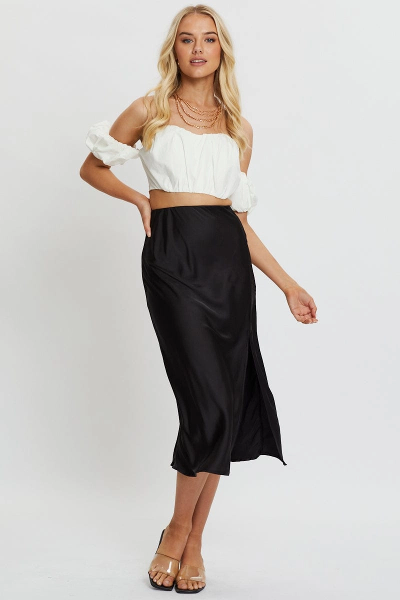 White Crop Top Short Sleeve Off Shoulder