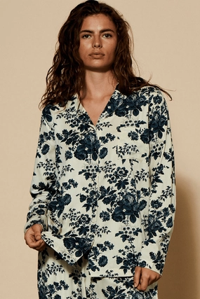 Wilda Long Sleeve Pyjama Shirt Black