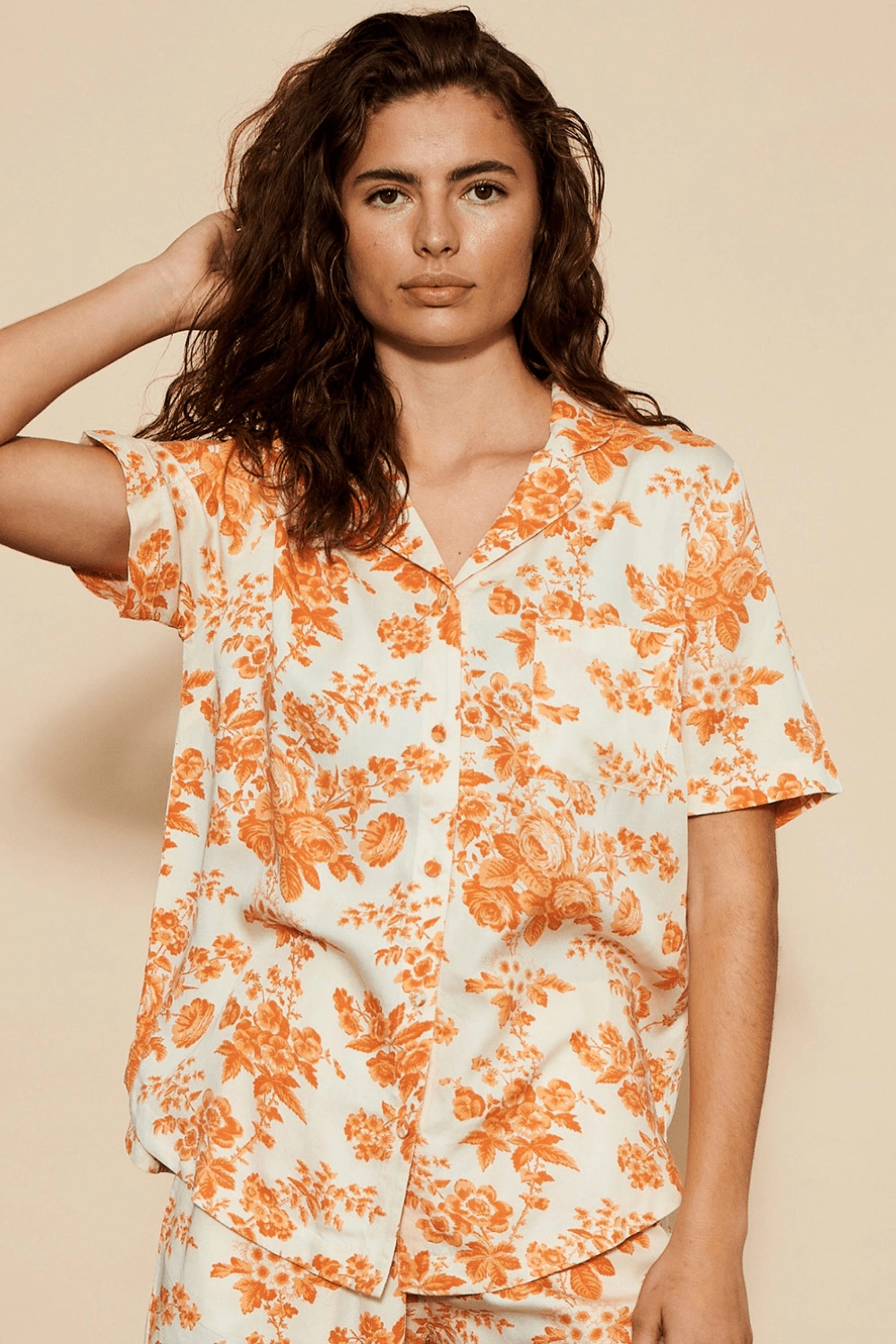 Wilda Short Sleeve Pyjama Shirt Orange